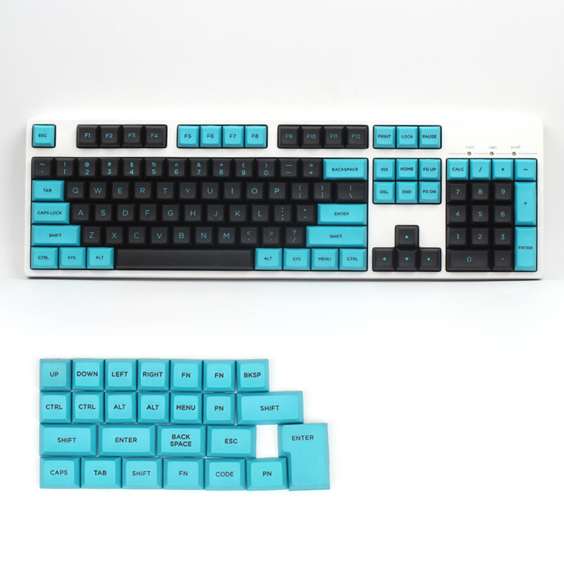 129 Keys DSA VSA  Profile Blue Black Pulse Double Shot PBT Keycap Set