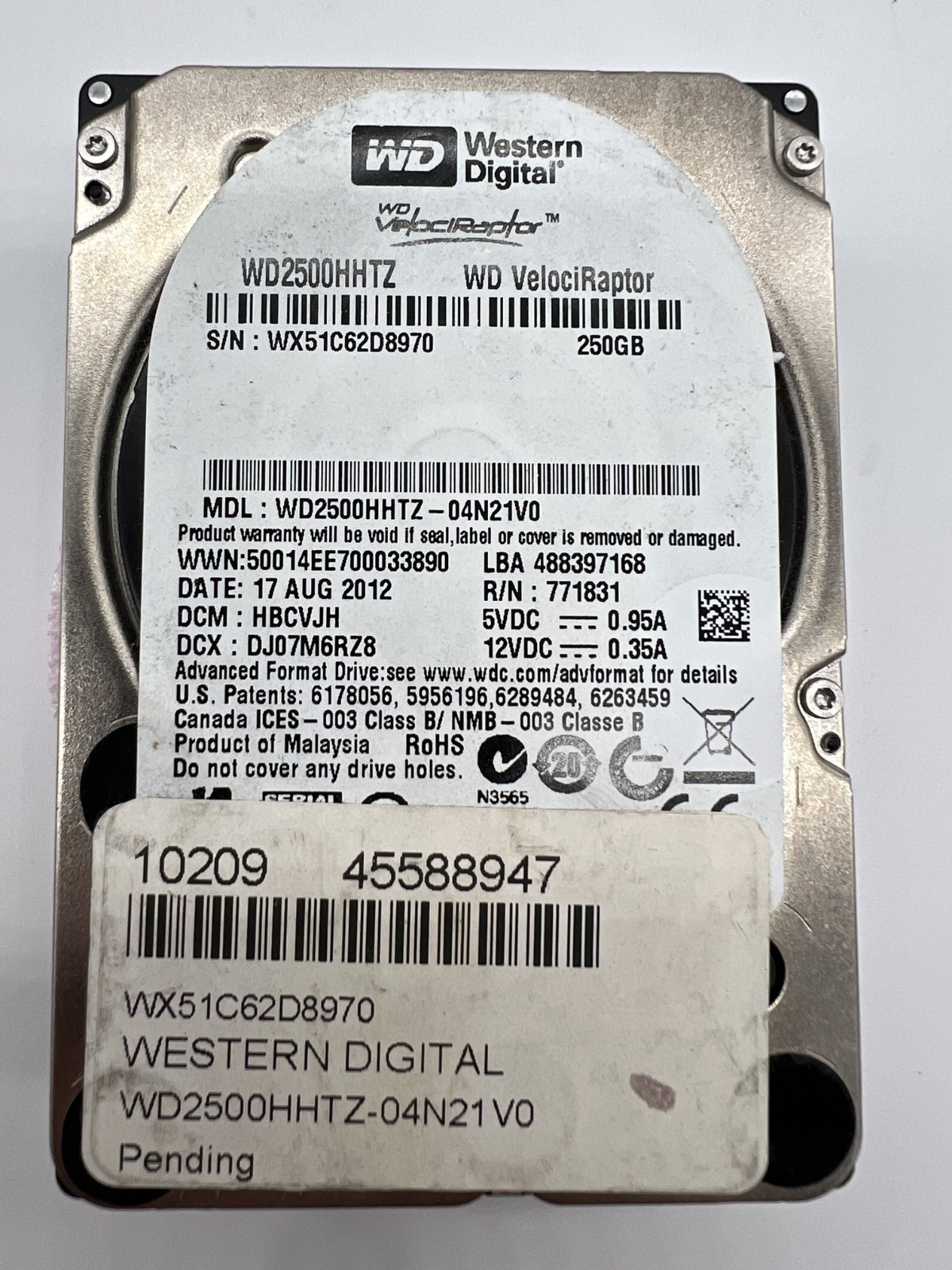 Western Digital WD2500HHTZ 250GB 10K RPM SATA – VelociRaptor – FW:04N21V0