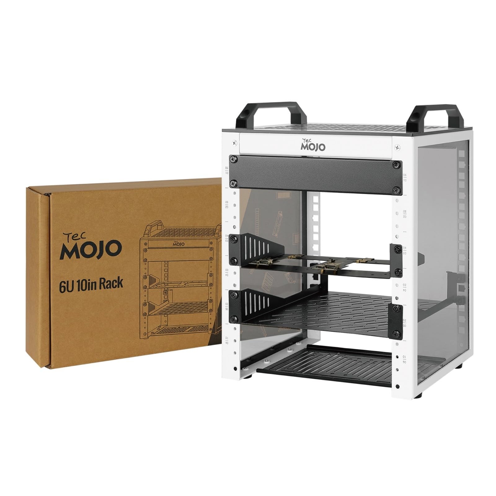 Tecmojo 6U Network Rack, 10 inch Mini Server Rack with 2 Side Translucent Pan...