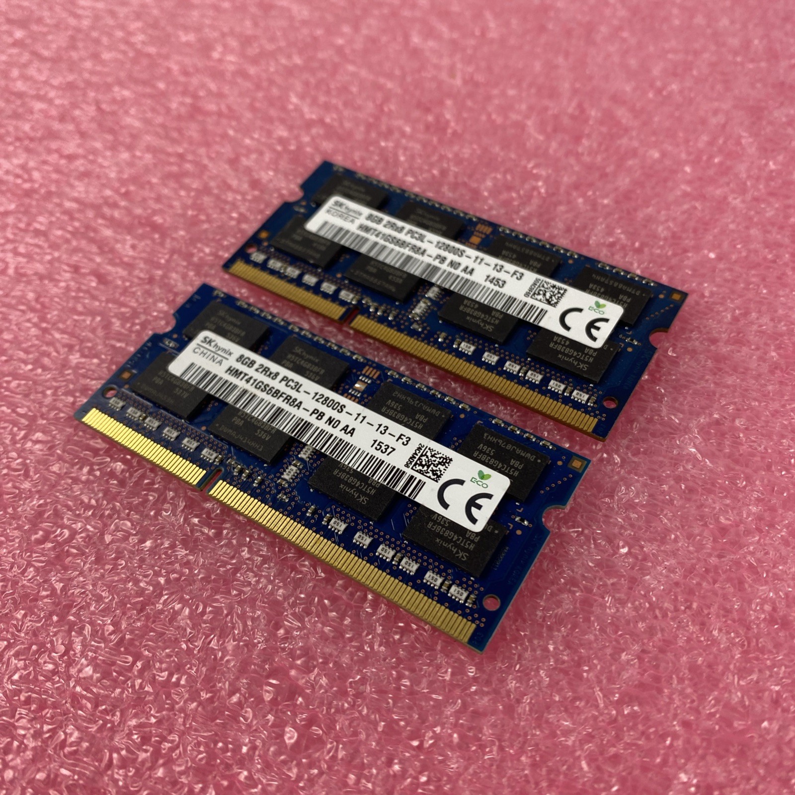 SK Hynix HMT41GS6BFR8A-PB PC3L-12800S 8GB 2Rx8 Laptop memory Ram - Lot of 2