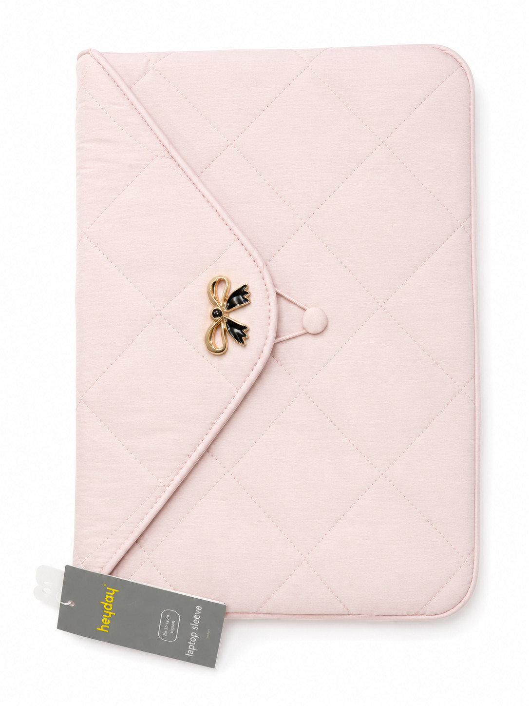 Heyday 15" Laptop Sleeve Cosmetic Pink Quilted with Gold Bow