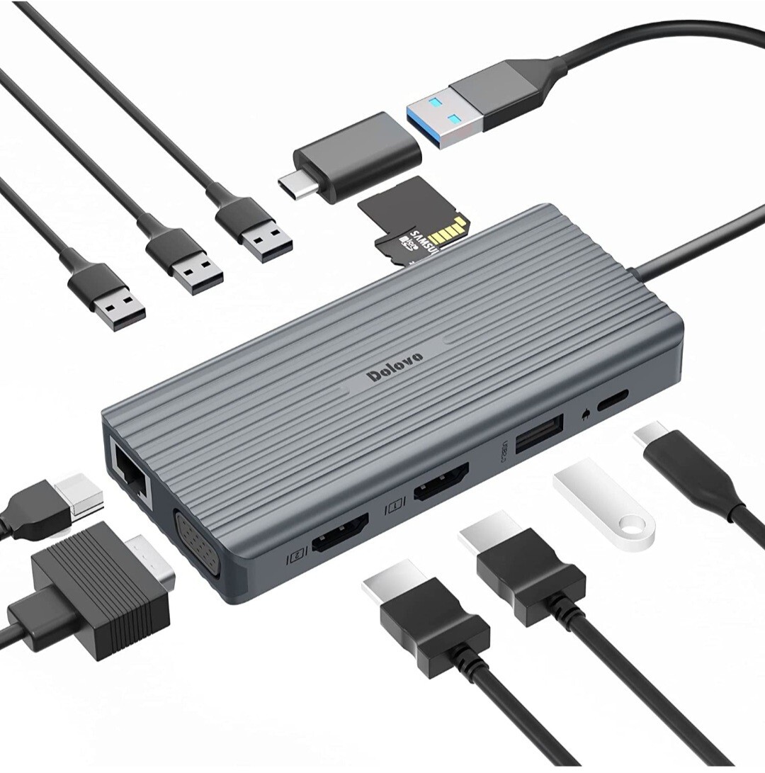 Dolovo USB A Docking Station,12-in-1 USB 3.0 to USB C Docking Station 										