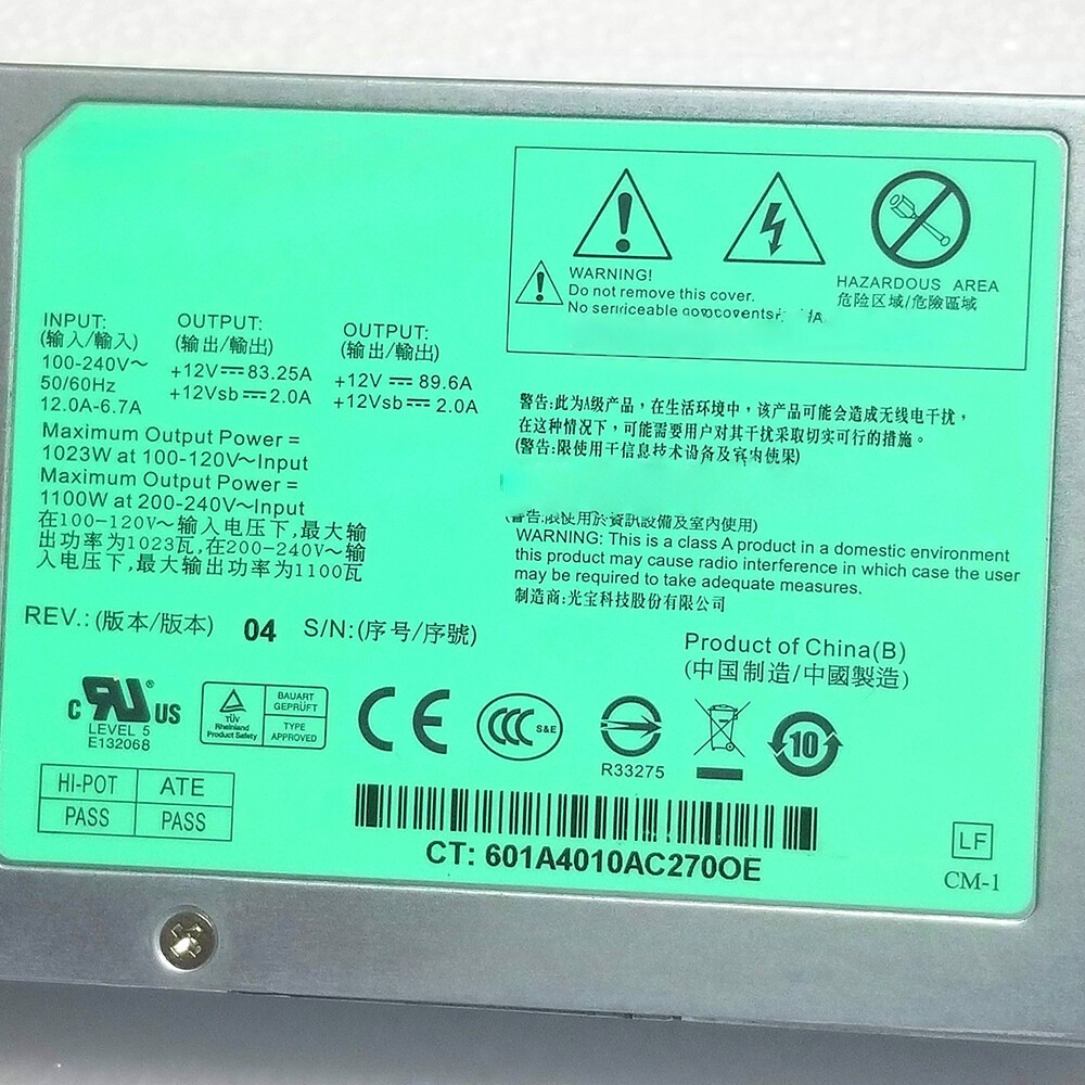 PS-2112-2L 1100W Redundant Power Supply for LITEON Server