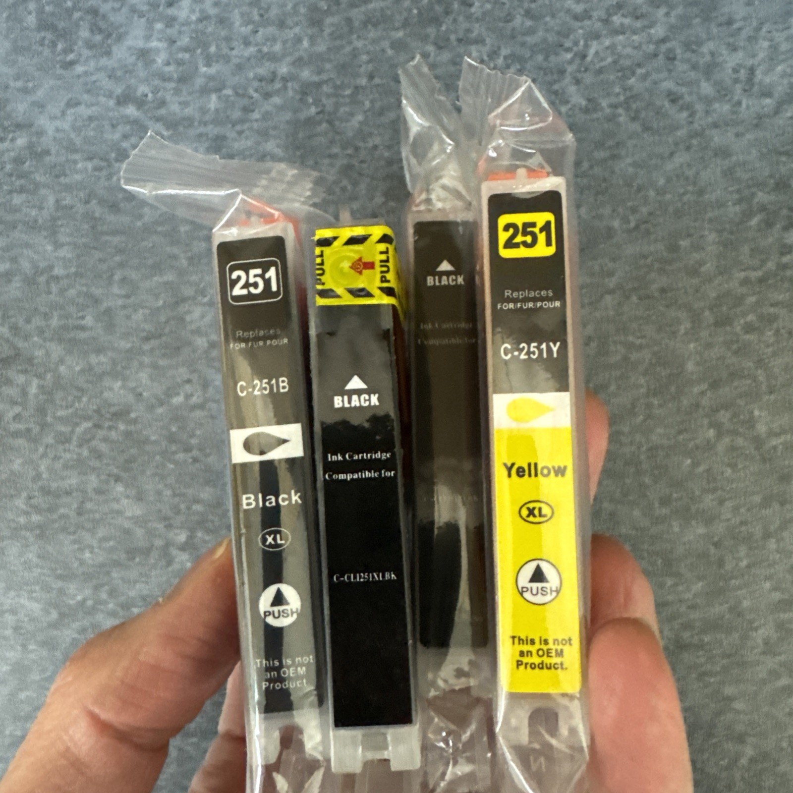 Set Lot of Four C-251 XL Printer Ink Cartridges Black Yellow