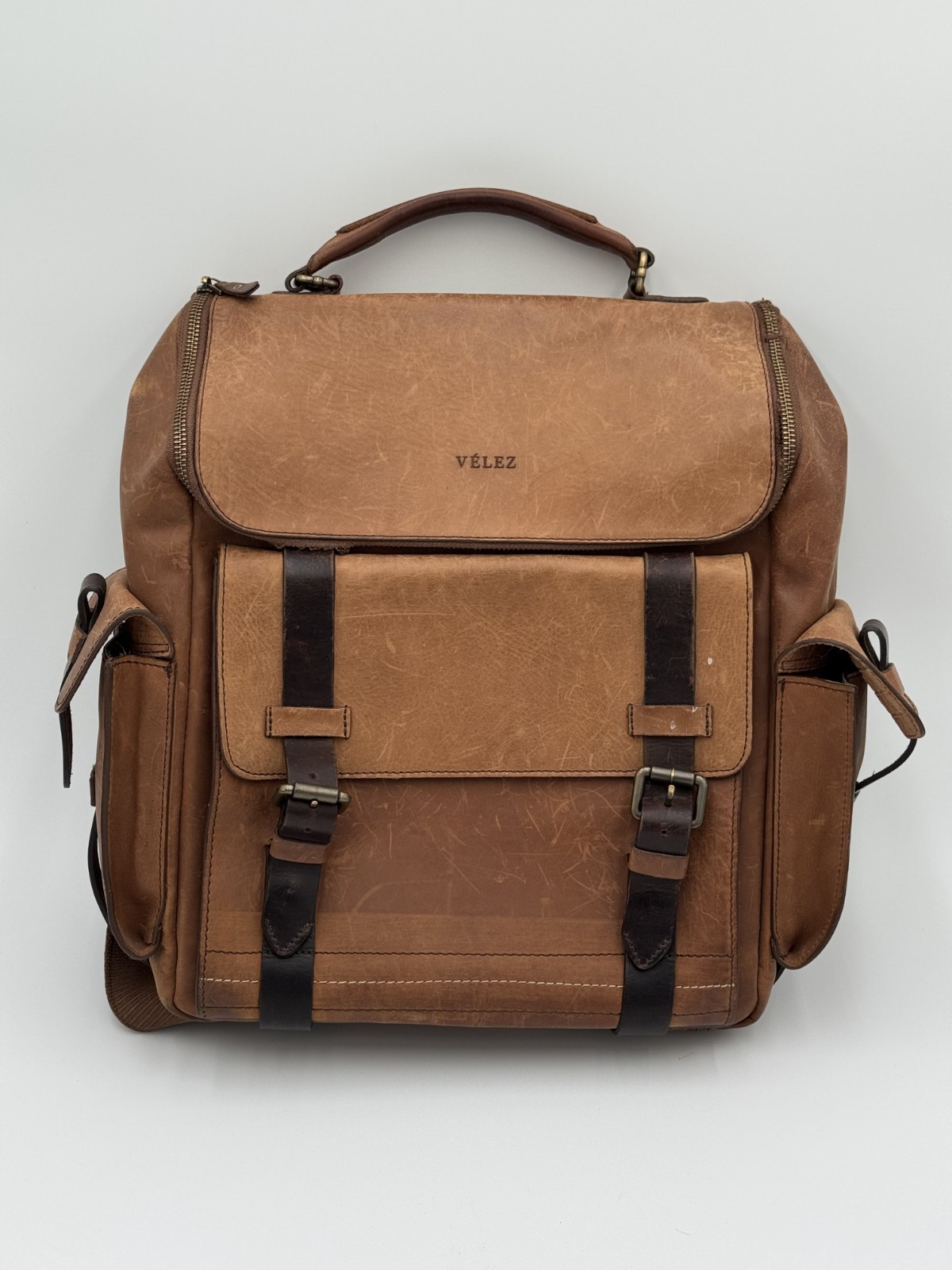 Velez Top Grain Leather Backpack - 15.6 Inch Laptop Bag - READ Some Damage
