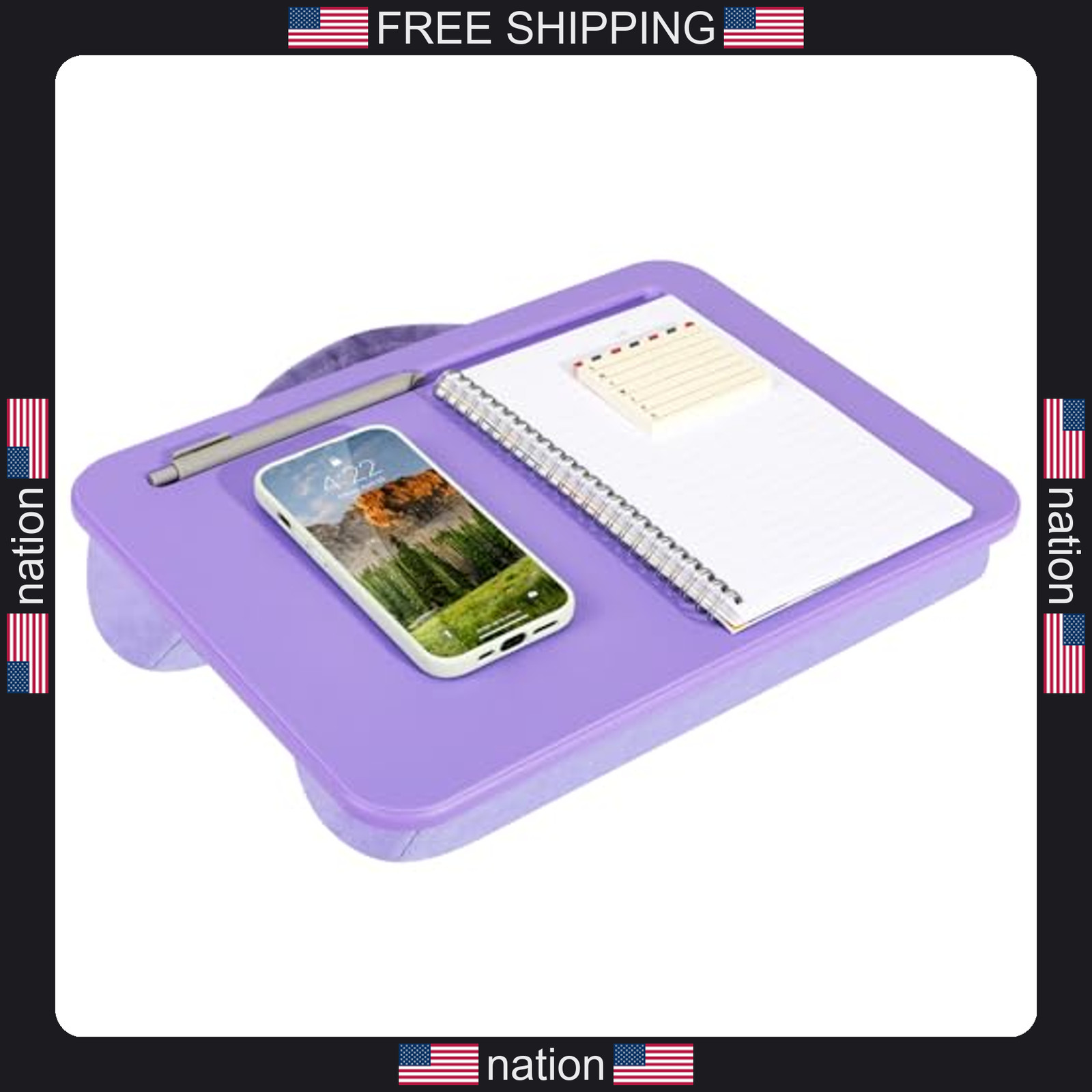 LapGear compact lap desk fits up to 14 inch laptops purple amethyst style 43122