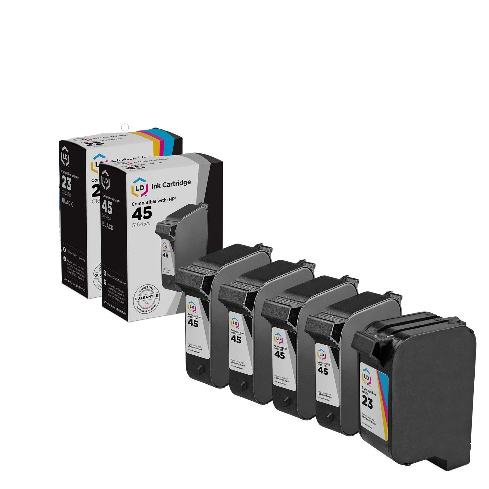 LD Reman Replacement HP 45 & 23 Combo Set - 4 51645A & 1 C1283D 5pk