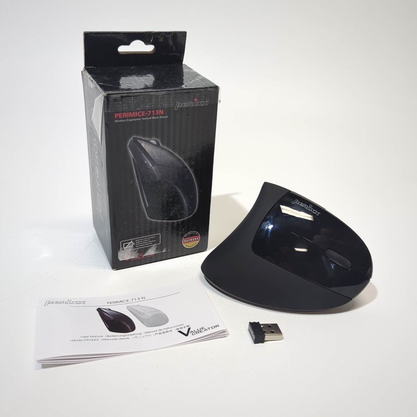 Perixx PERIMICE-713N Wireless Ergonomic Vertical Black Mouse