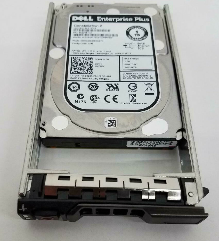 VXTPX DELL Compellent 1TB 6Gb/s 7.2K 2.5'' SAS HDD w/ tray ST91000640SS 0VXTPX