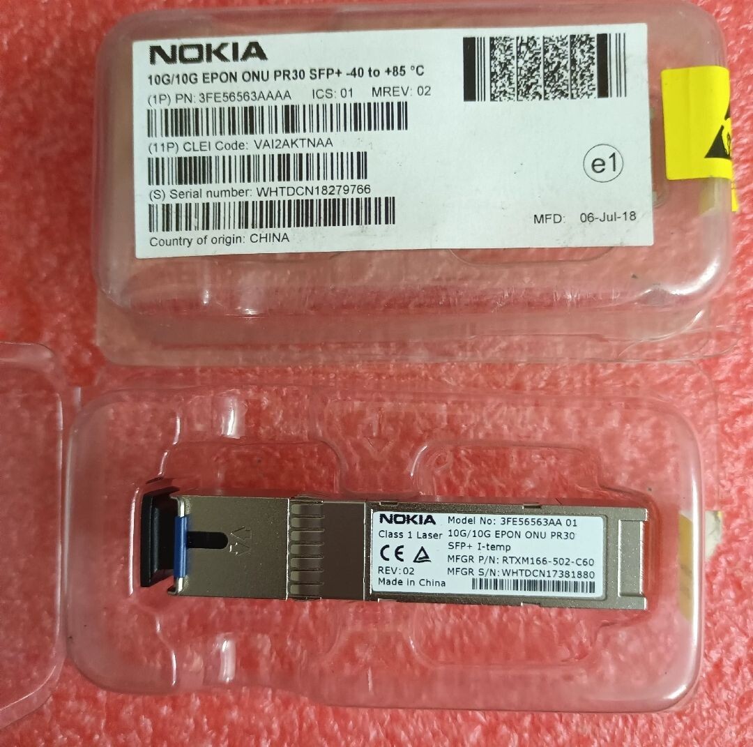 1pcs Nokia 3FE56563AA 01 10G/10G EPON ONU PR30 SFP+ I-TEMP CLASS 1 LASER
