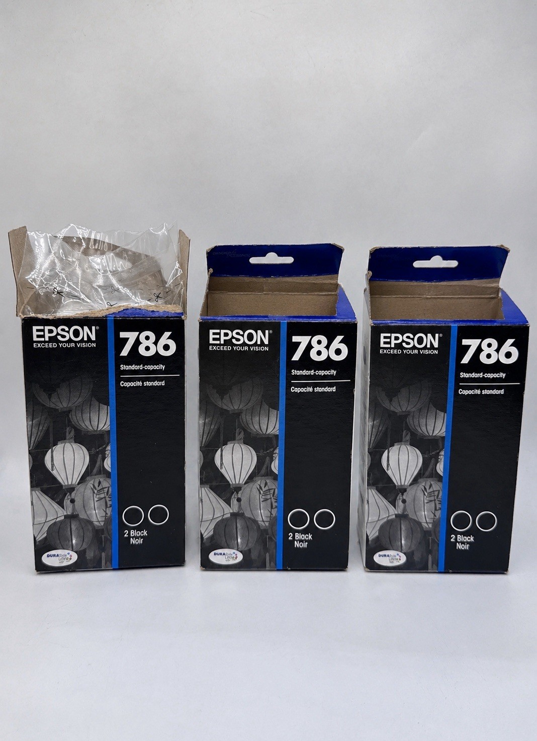 3x Boxes Genuine Epson 786 Black Ink Cartridges 2 Pck Sealed Box ~ NEW.  DK
