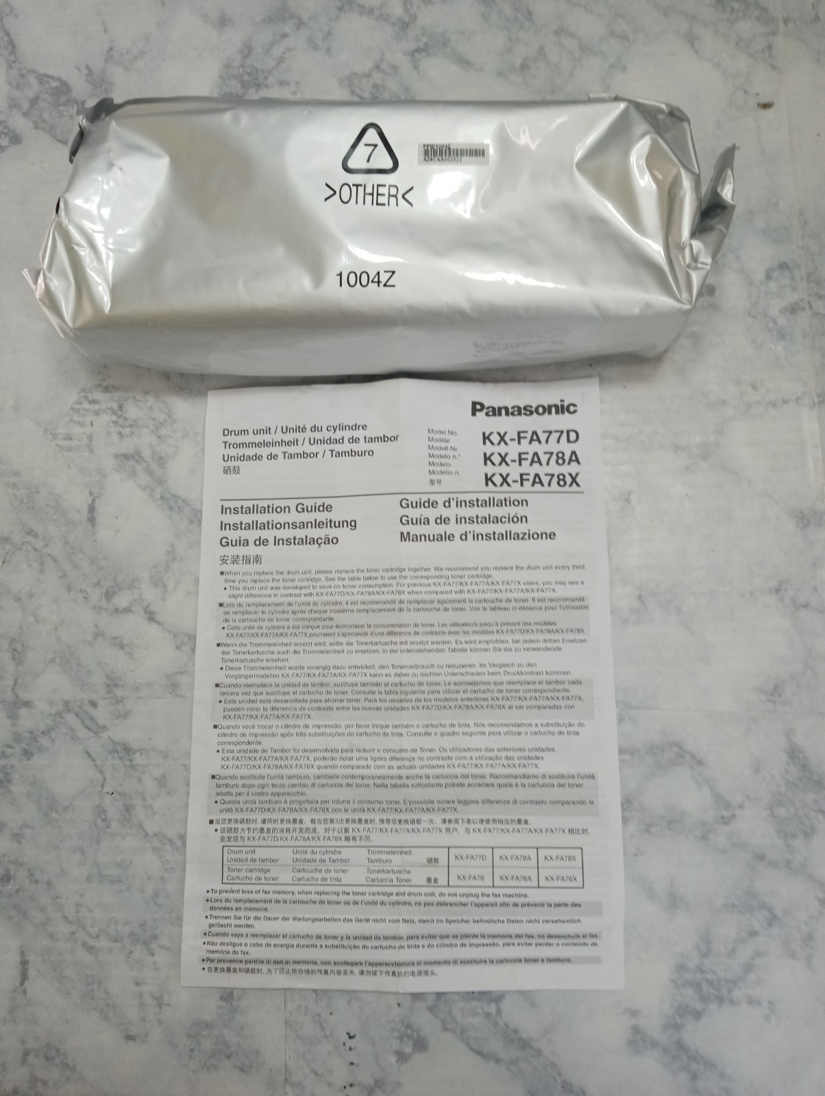 Genuine Panasonic KX-FA77D, KX-FA78A, KX-FA78X  Black Toner Cartridge