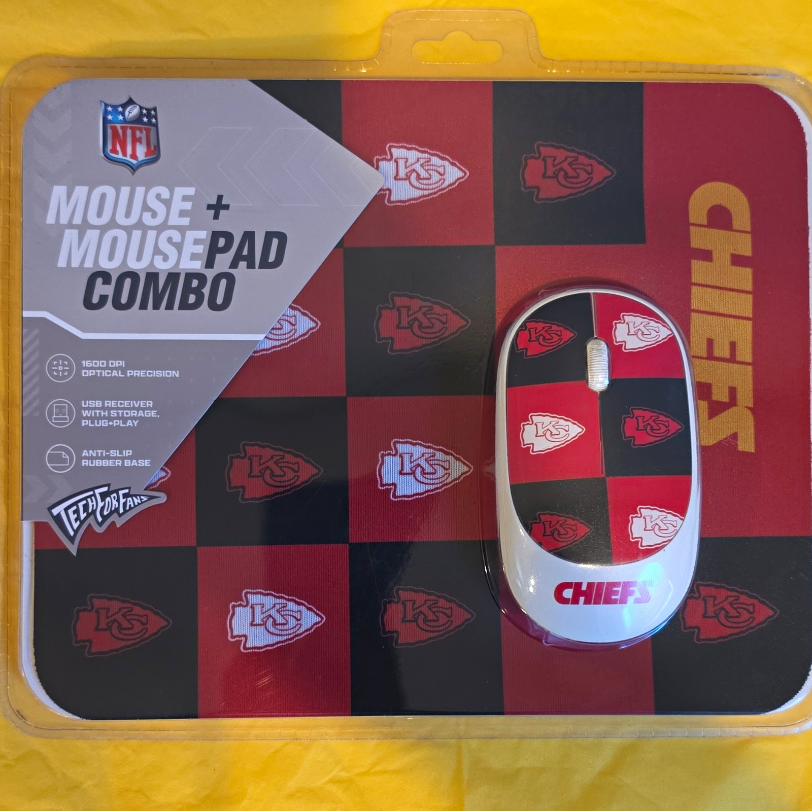 Tech for Fans NFL Kansas City Chiefs Mouse & Non-Slip Rubber Mouse Pad