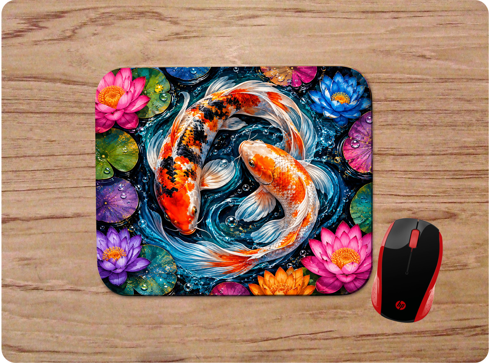 COLORFUL KOI CUSTOM MOUSE PAD MOUSEPAD DESK MAT VIRTUAL HOME SCHOOL GIFT