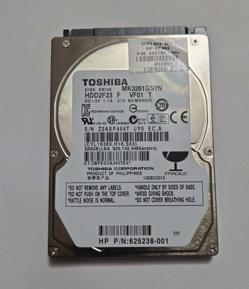Toshiba MK3261GSYN 320GB 2.5" 3.0GB/s 7200RPM 16MB Cache Hard Drive HDD2F23