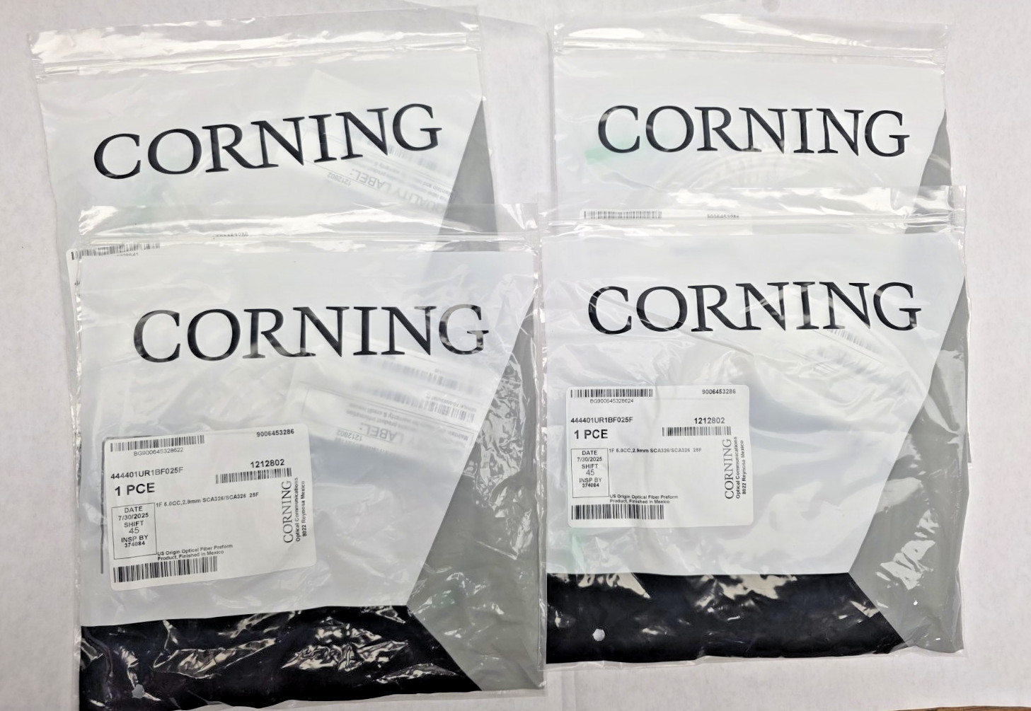 New 444440IURIBF025F Fiber Optic Patch Cable SC to SC 2.9mm SCA326 Lot of 4