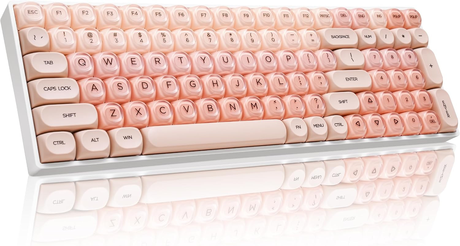 ZH100 Foundation Mechanical Keyboard,98% Pink Creamy Keyboard with Number Pad,Fu