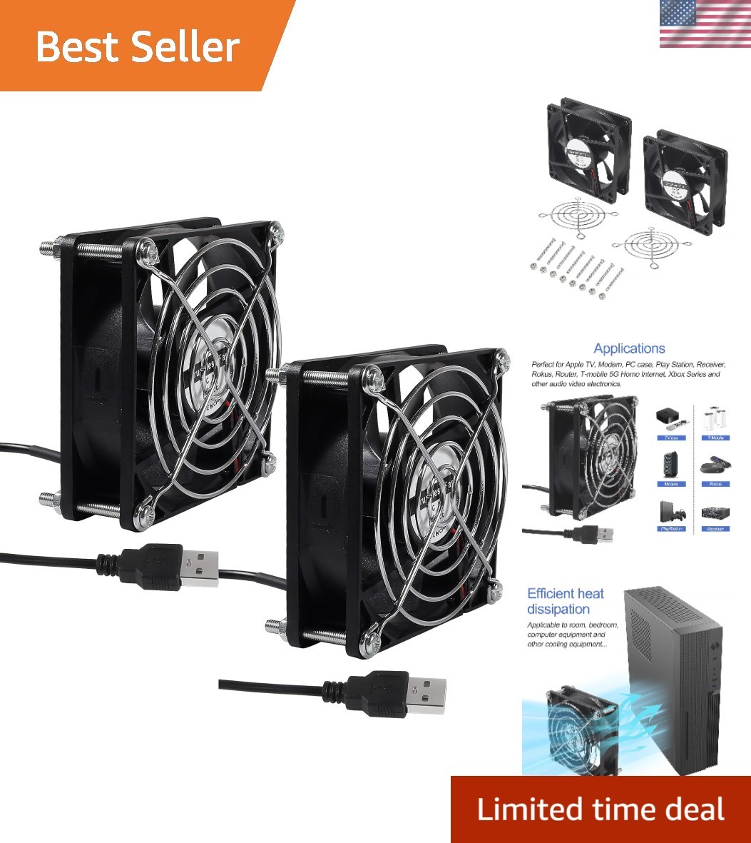 2PCS 80mm USB Fan 5V Brushless 8025 80x25mm for Cooling DIY PC Computer Case ...