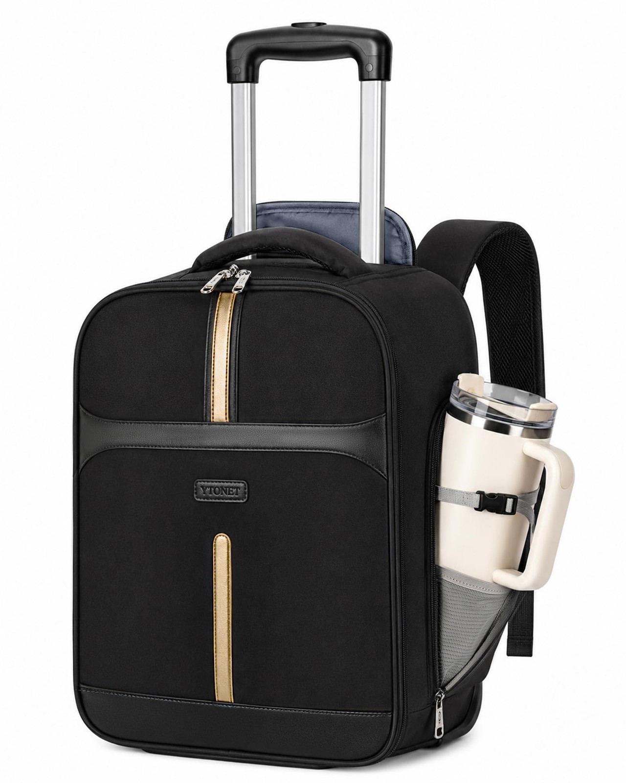 Ytonet Rolling Backpack for Women, 15.6 Inch Laptop Large, Black