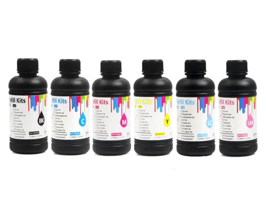 6x250ML/Bottle LED UV Ink for EPSON 1390 TX800 L800 Dx4 Head Printer
