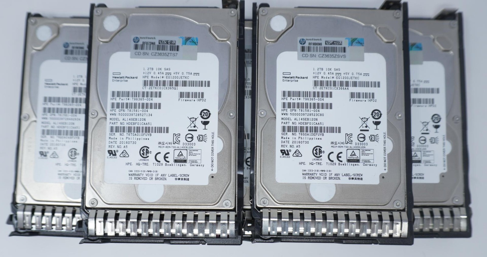 Lot of 5 - HPE 781578-001 781518-B21 1.2TB 10KRPM 12Gb 2.5" SAS Hard Drive RF