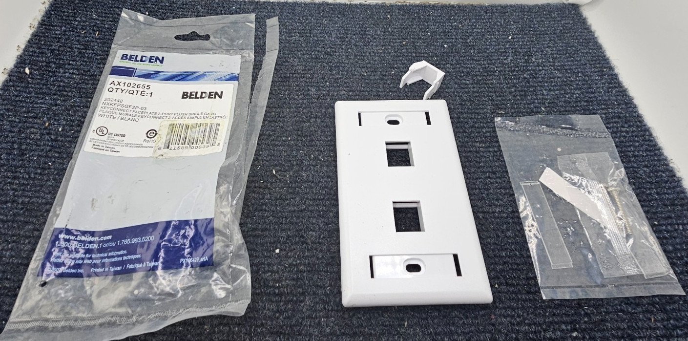 (QTY 10)Belden AX102655: KeyConnect Faceplates 2-Port Flush Single-Gang White