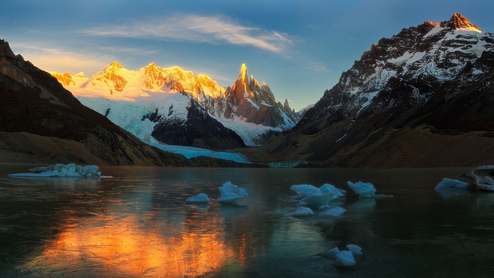 Landscape mountains lake glacier snow frost ice nature Custom Gaming Mat Desk