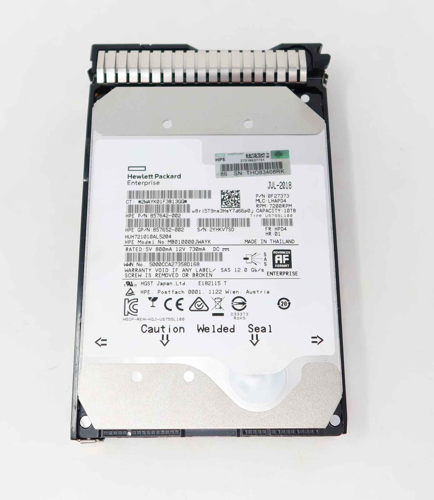 857965-001 857644-B21 HPE 10TB SAS 7.2K 12GB/s LFF Hard Drive