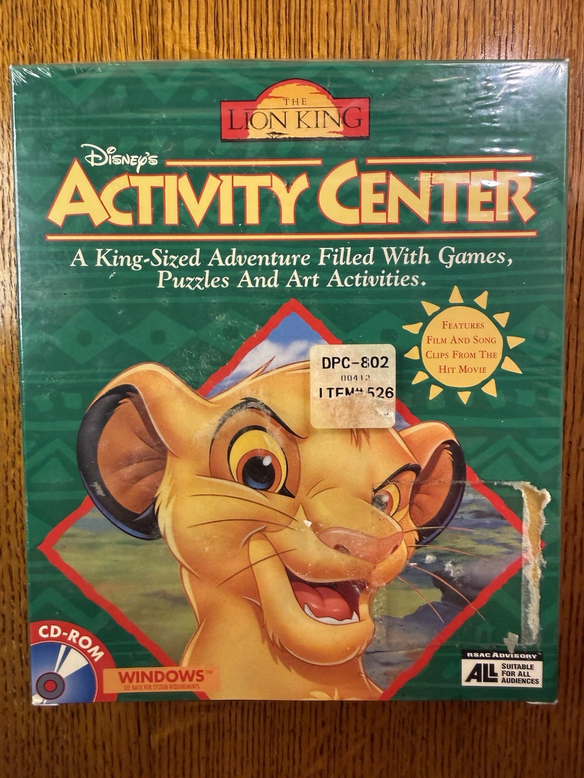 Disney's The Lion King Activity Center CD-ROM game, a vintage mid-1990s.  