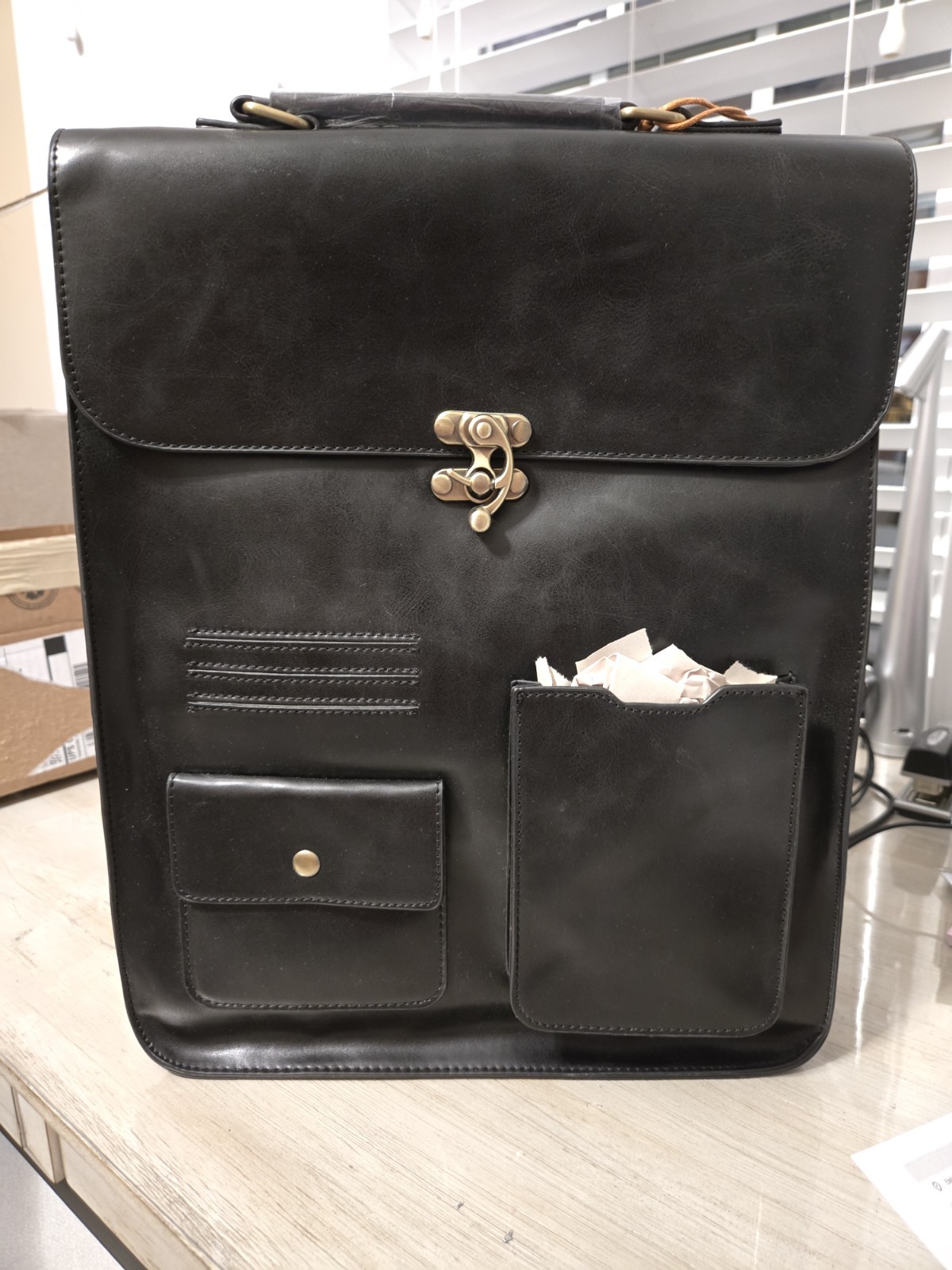 ECOSUSI Black Laptop Briefcase Bag Backpack w/ Straps, Solid, Universal