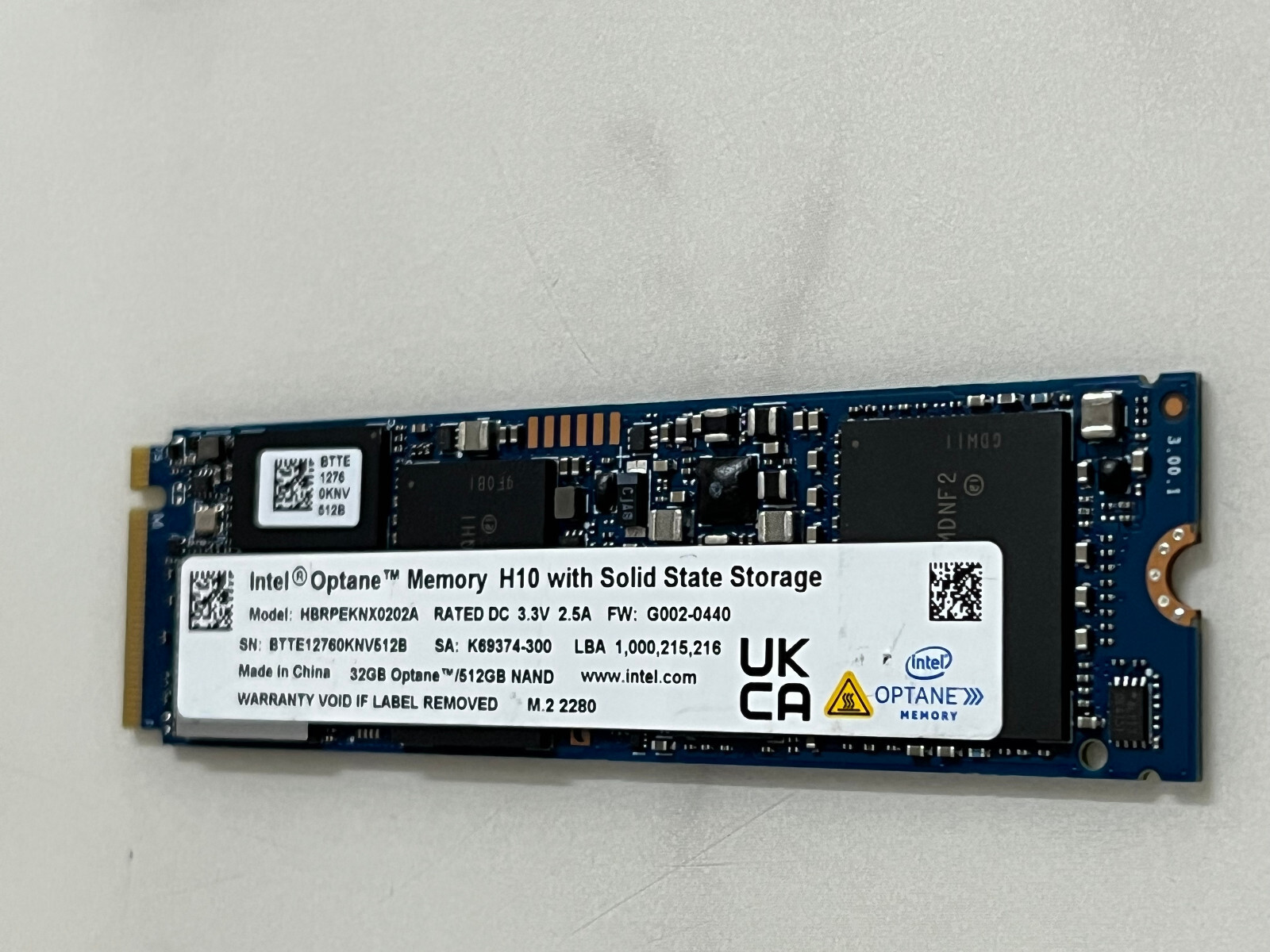 H10 HBRPEKNX0202A 512GB+32GB Intel Optane Memory NAND M.2 2280 Solid State Drive