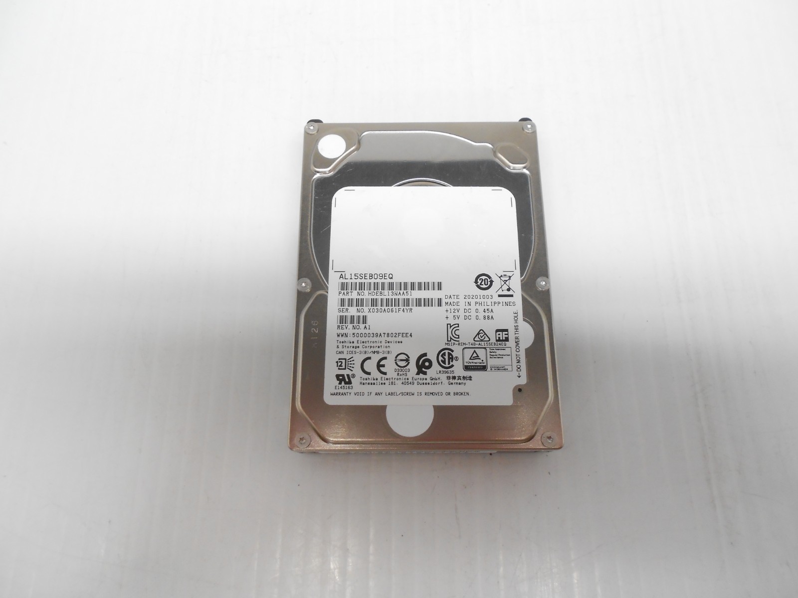 Toshiba AL15SEB09EQ 900GB 10K 2.5" SAS 12Gbps 12G Hard Drive Server Dell HP 512b