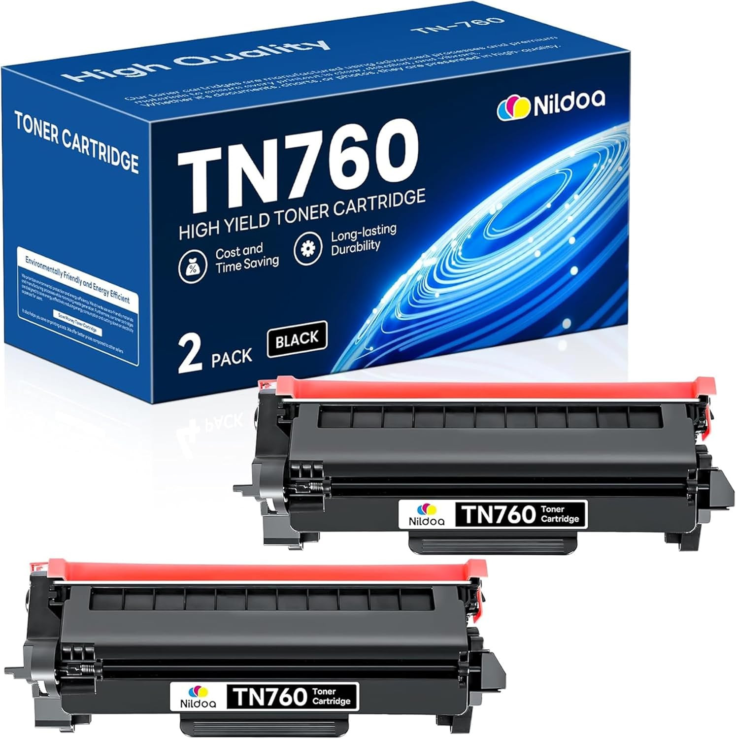 TN760 TN-760 Toner Cartridge High Yield Black Replacement for Brother TN760 TN-7