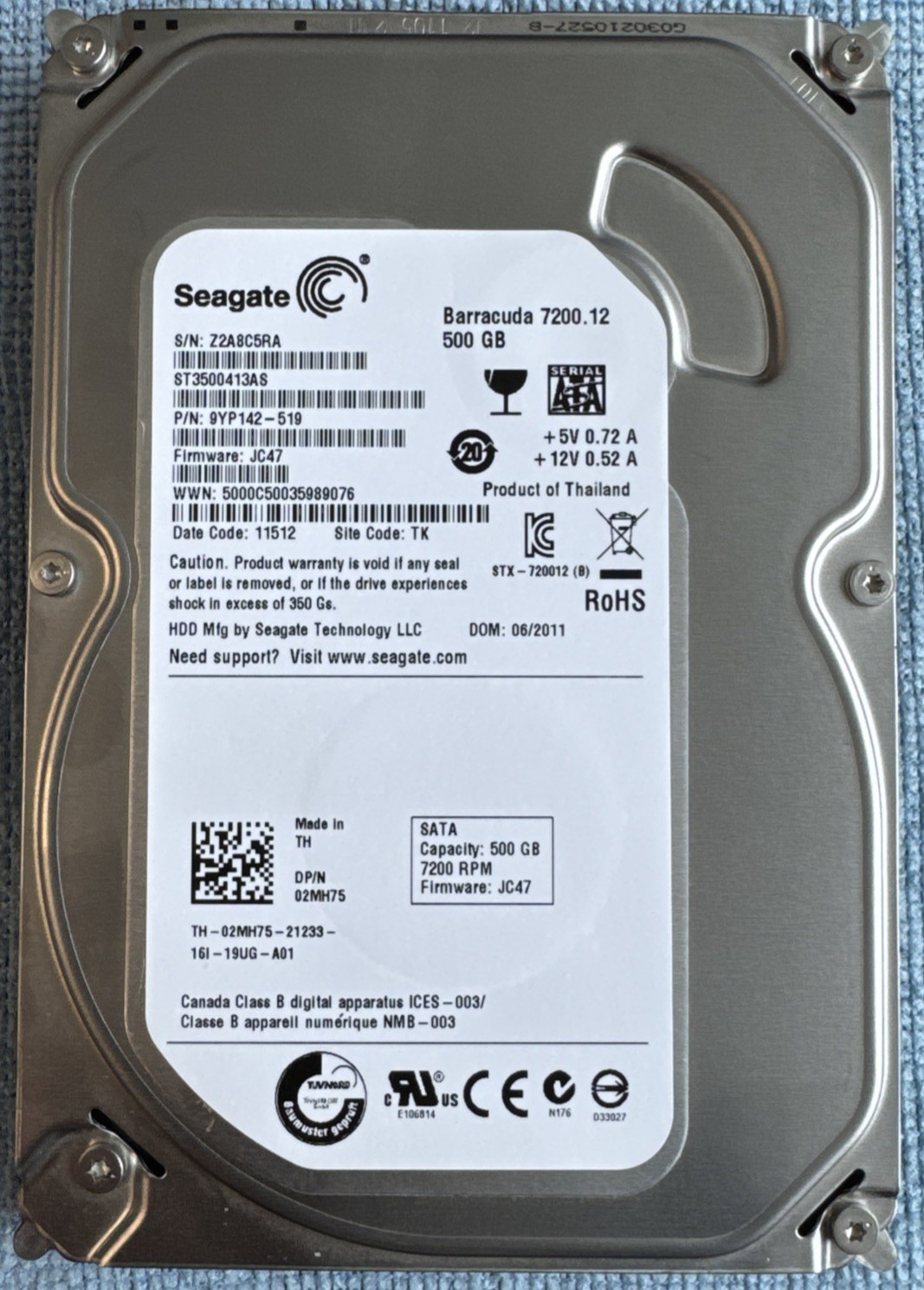 Seagate ST1000DM003 1TB 7200RPM 3.5" SATA HDD Lenovo 00PC551 Hard Drive