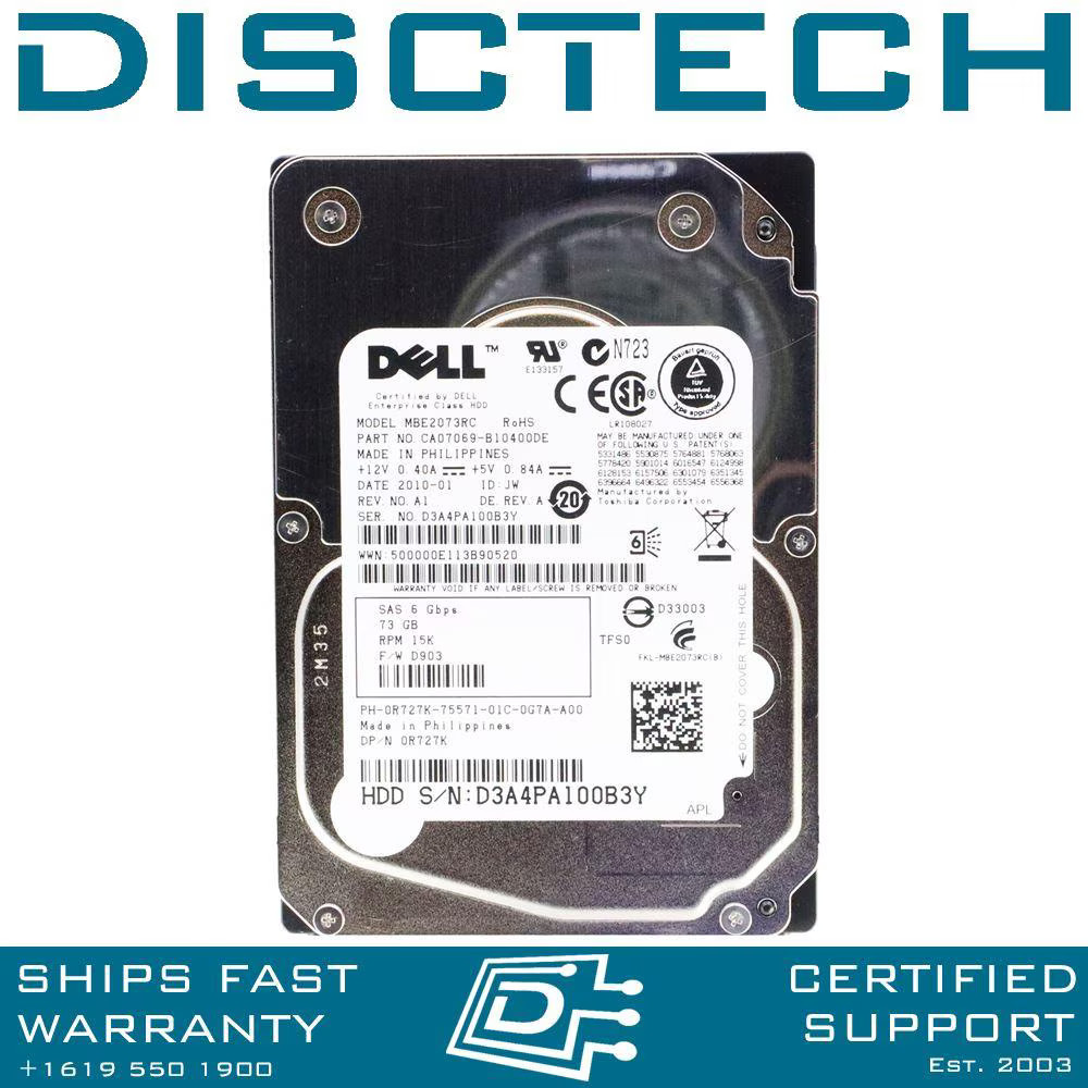 Dell R727K / Fujitsu MBE2073RC 73GB 15K 6Gbps SFF Serial Attached SCSI Hard Driv