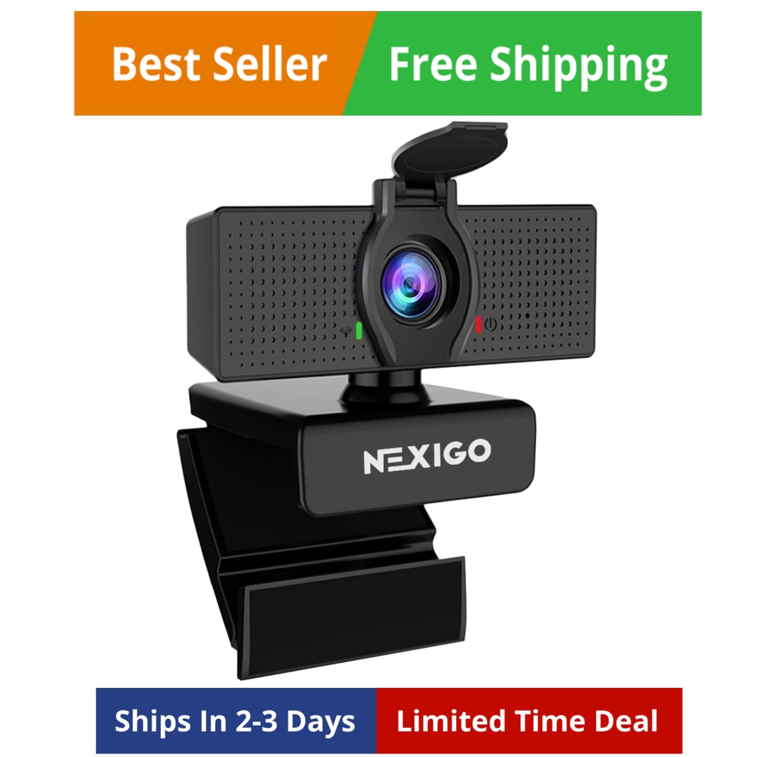 N60 1080P Webcam with Microphone, Software Control & Privacy Cover, USB HD Co...