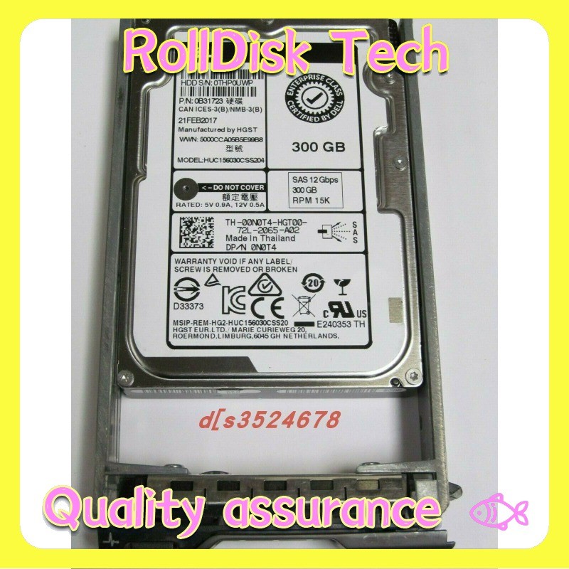 Open Box 0N0T4 Dell 300GB 15K SAS 12Gb/s SFF HDD HUC156030CSS204 00N0T4