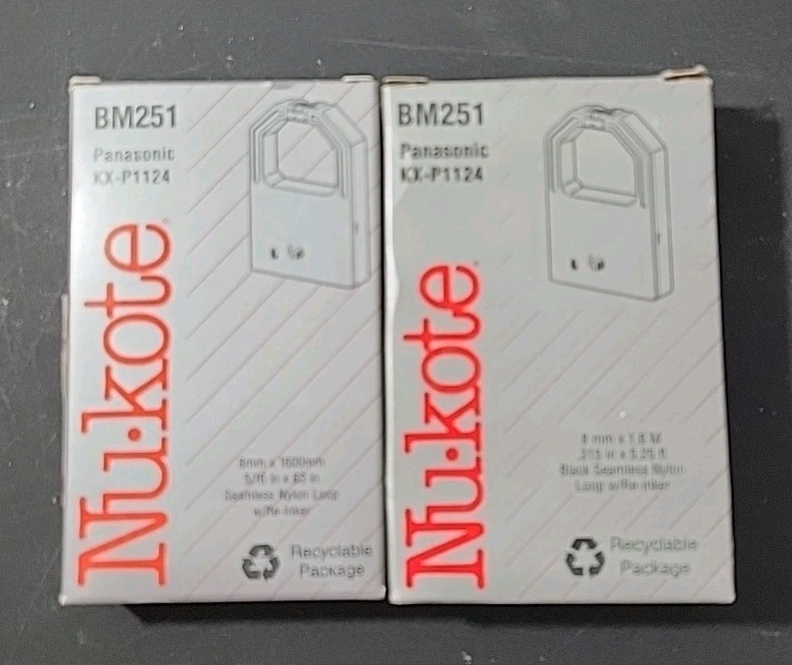 2 Nu-Kote BM251 Ribbon Panasonic KX-P1124 Black 