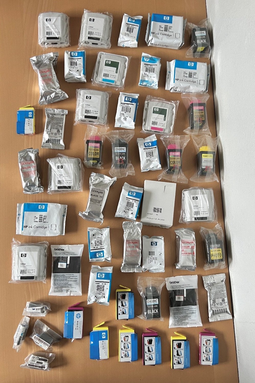 Lot of Expired New Sealed Old Ink Printer Cartridges HP, Lexmark & Brother