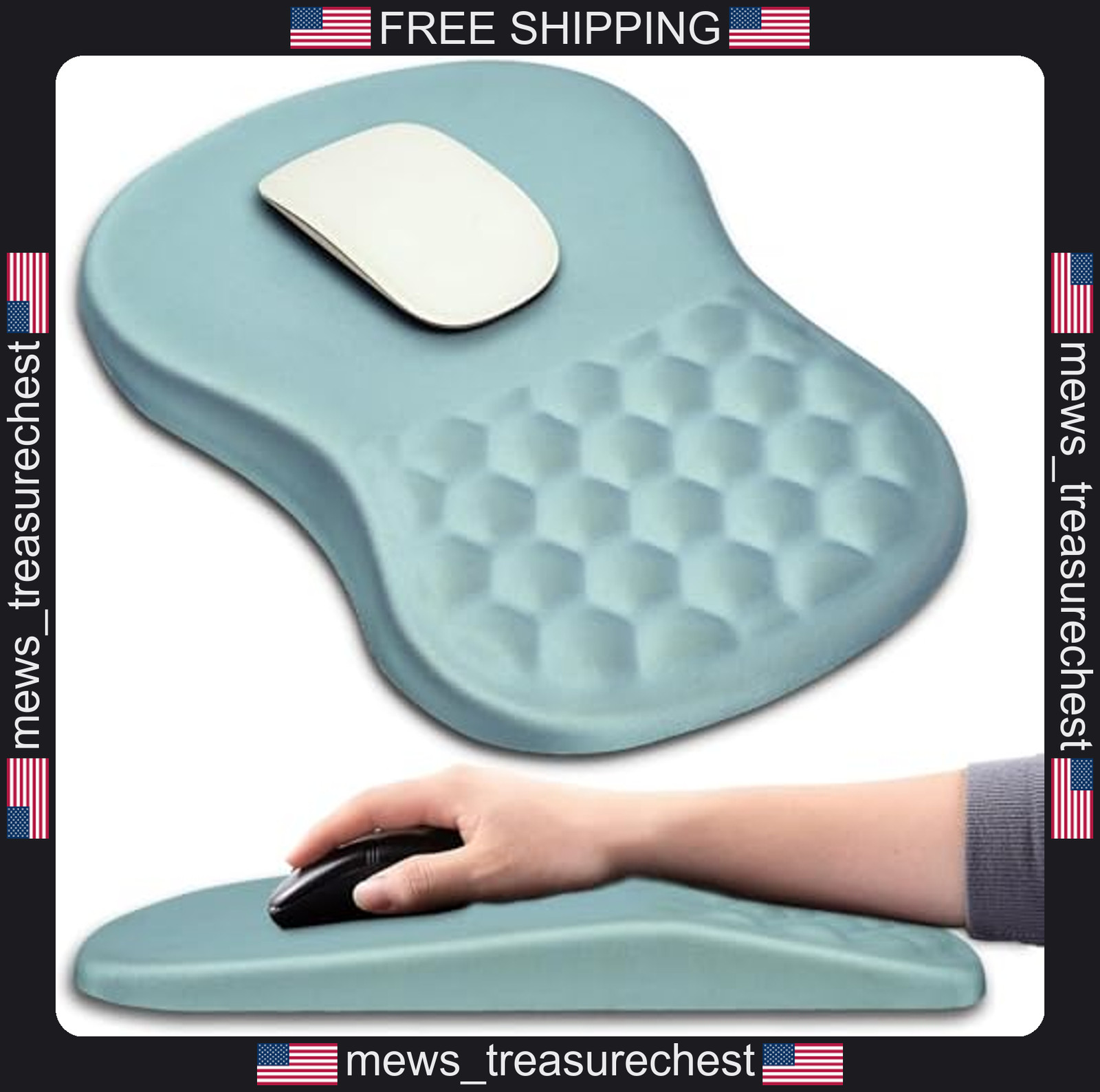 Ergonomic Mouse Pad with Wrist Support and Massage Bumps, 12x8 Inch, Blue