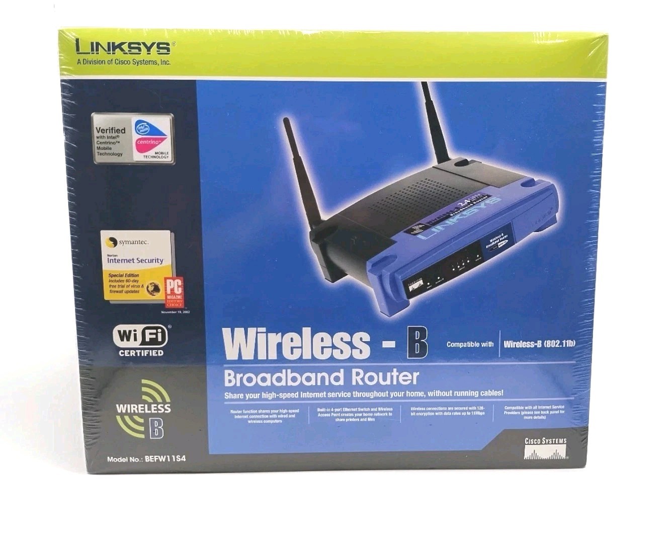 Vintage Linksys BEFW11S4 v4 Wireless-B Broadband Router NEW Factory Sealed NOS
