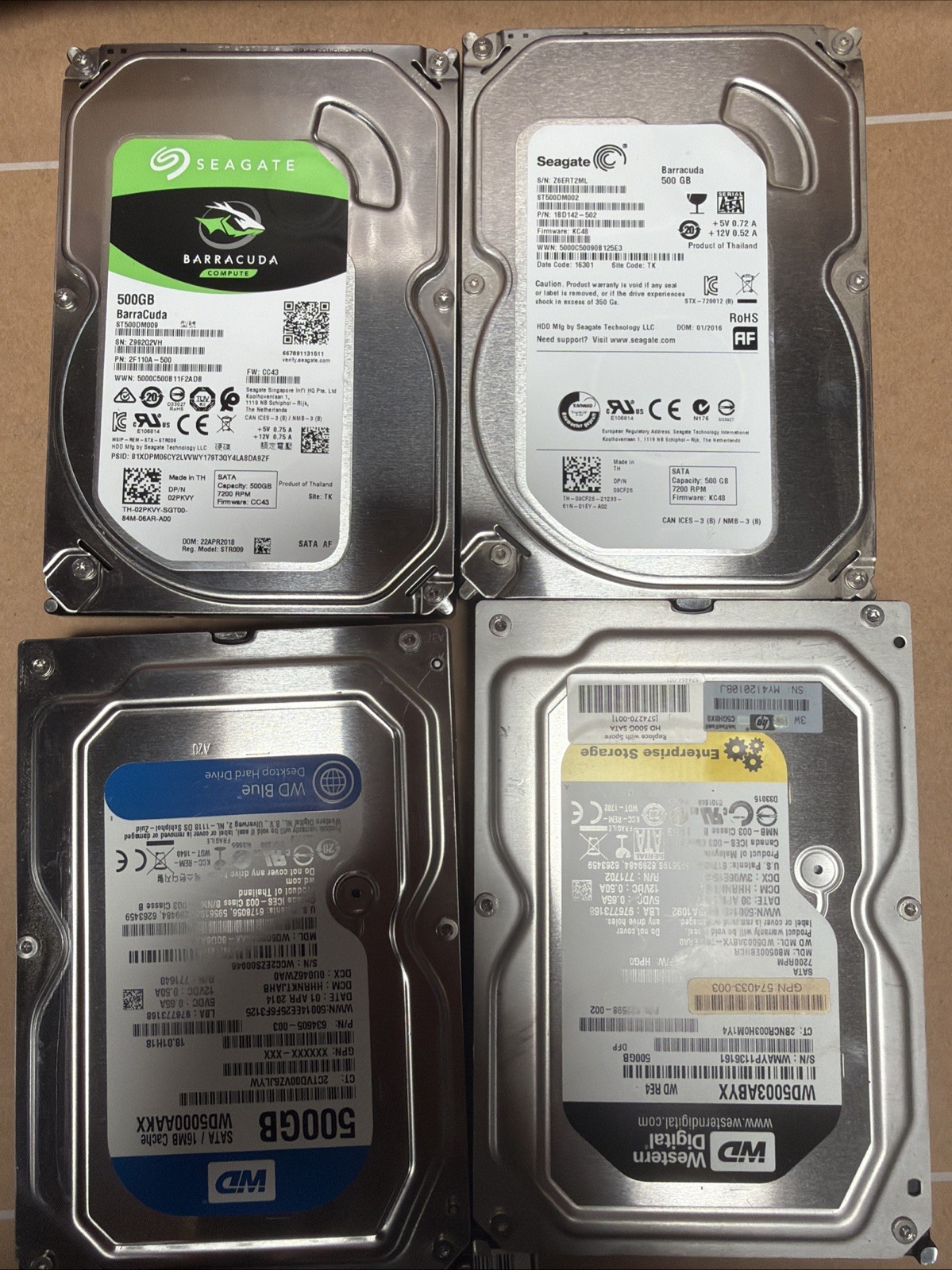 500GB SATA HDD 3.5" Desktop PC Hard Drive DVR NVR Storage Tested Working