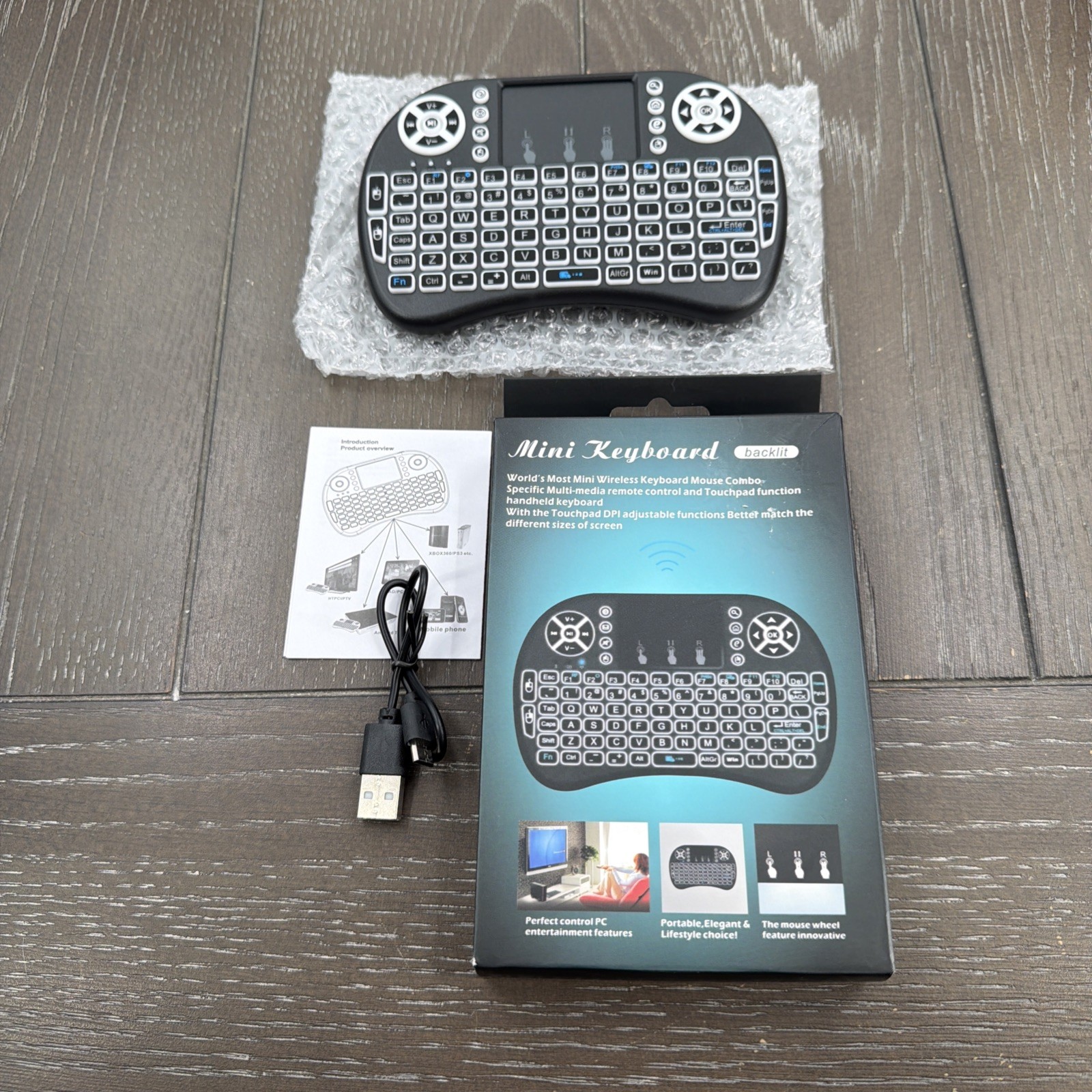 Mini Keyboard i8 2.4G Mouse Wireless With Touchpad Tricolor Backlight Handheld