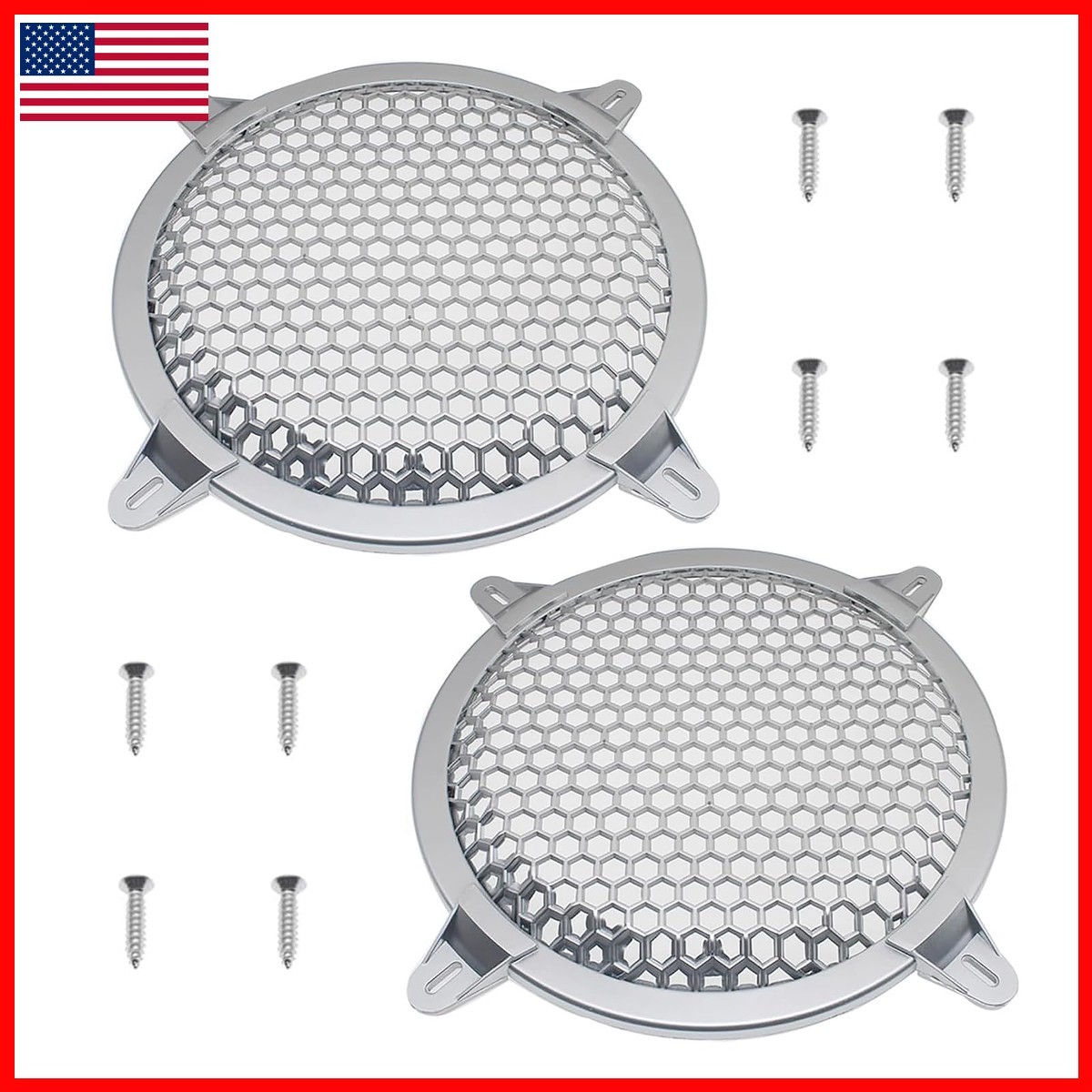 SYCZIOHU 2 Pcs 10 Inch Speaker Grill Plastic Round Subwoofer Grill Silver