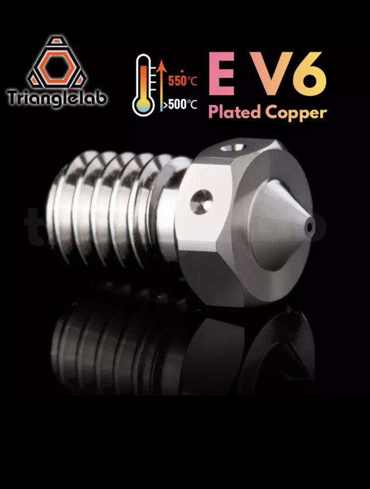 Trianglelab Plated Copper Nozzle for V6 Hotend 1.75mm 0.4mm,  M6 Thread