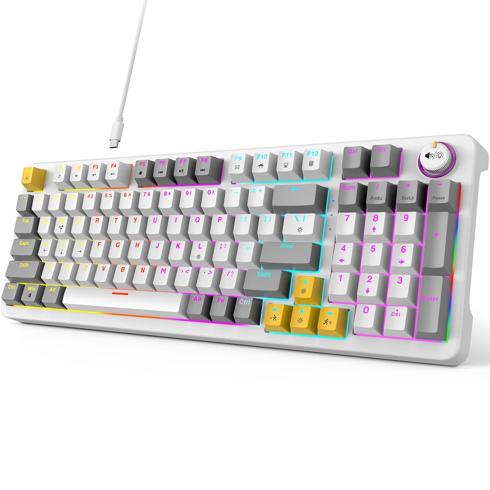 GEEZER AK96 Mechanical Gaming Keyboard, Pre-Lubed Red Switches, 96 Keys Full ...