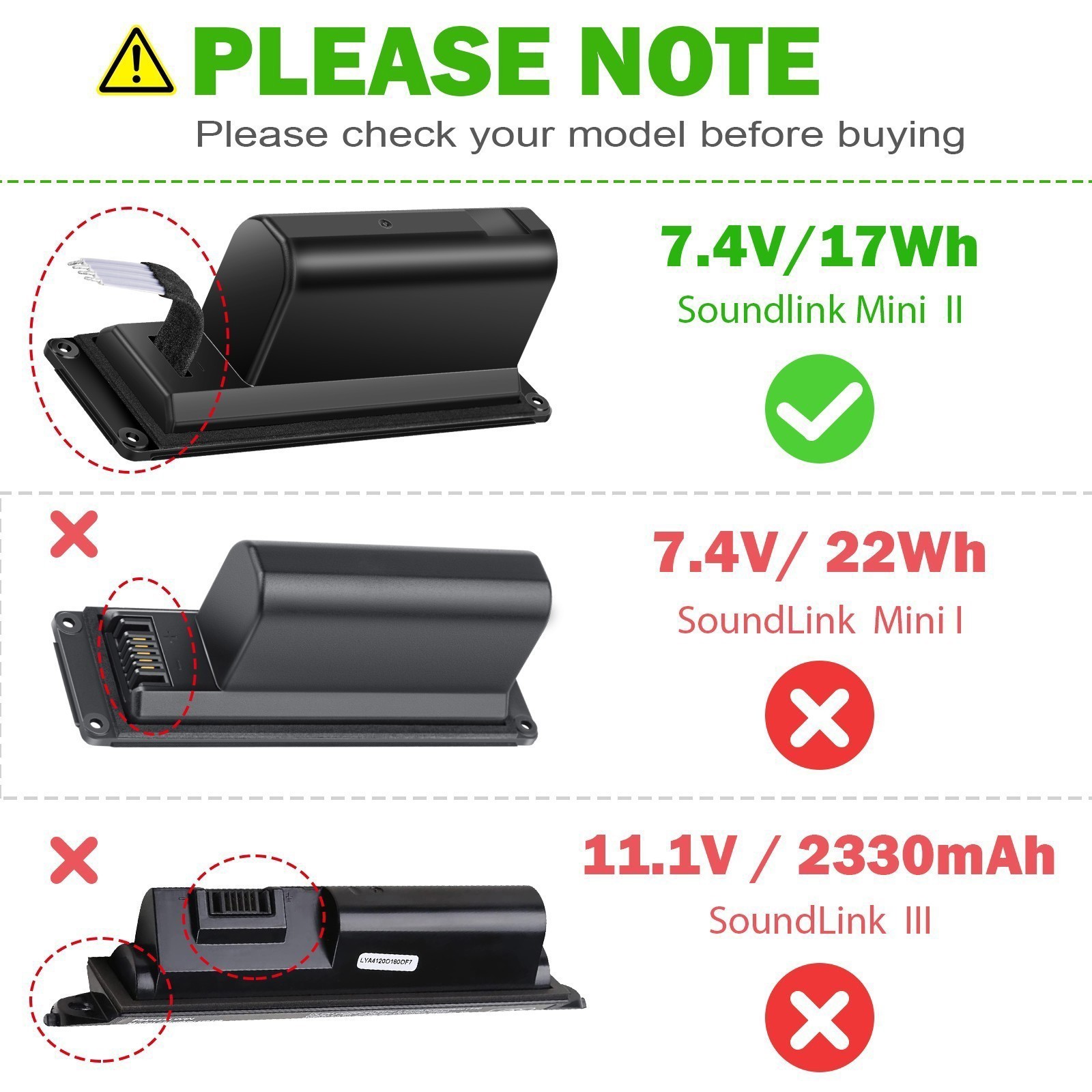 2297mAh 088789 088796 088772 080841 Battery for Bose Soundlink Mini 2 II Speaker
