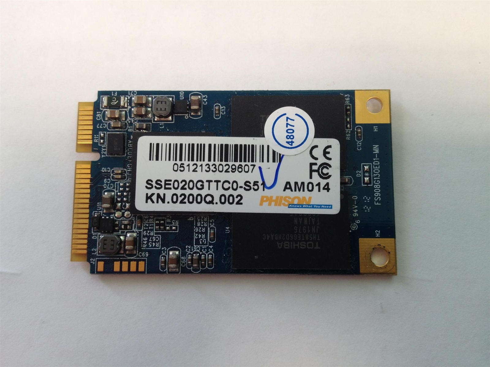 Phison SSE020GTTC0-S51 20GB mSATA SSD Solid State Drive KN.0200Q.002 | Used