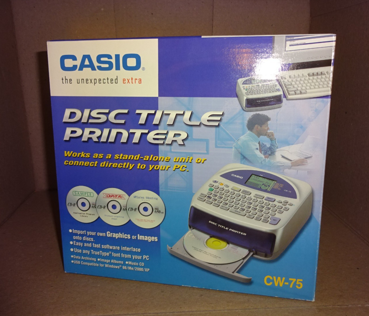 Casio CW-75 CD/DVD Disc Title Printer with AC Adapter AD-A12280L