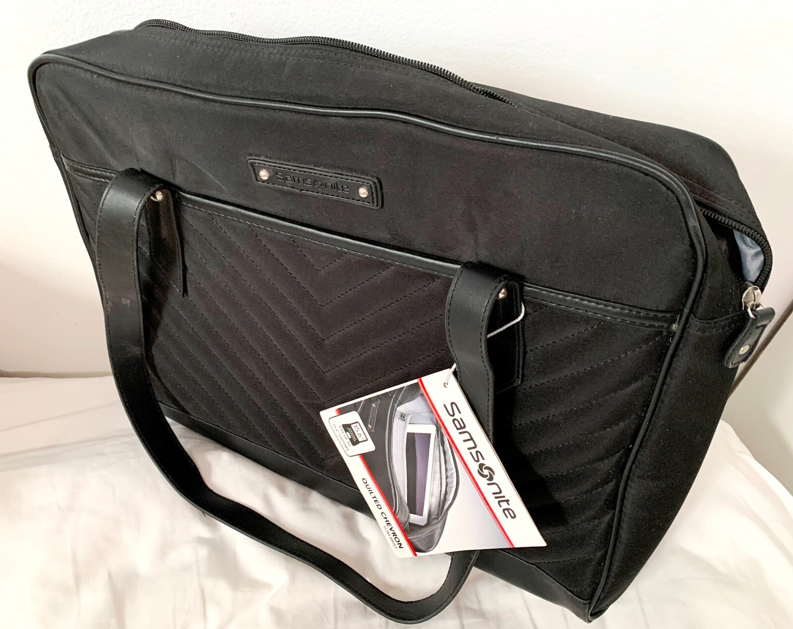 SAMSONITE Laptop case 15.6" Carrying slim Brief Quilted Chevron Travel Bag Black